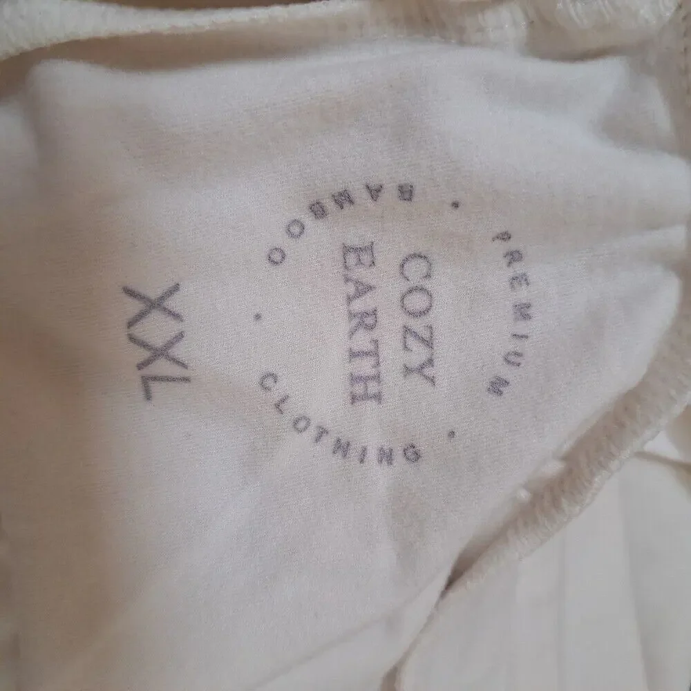 Cozy Earth White Cream‎ Elastic Waist Bamboo Jogger Pajama Pants Size 2XL